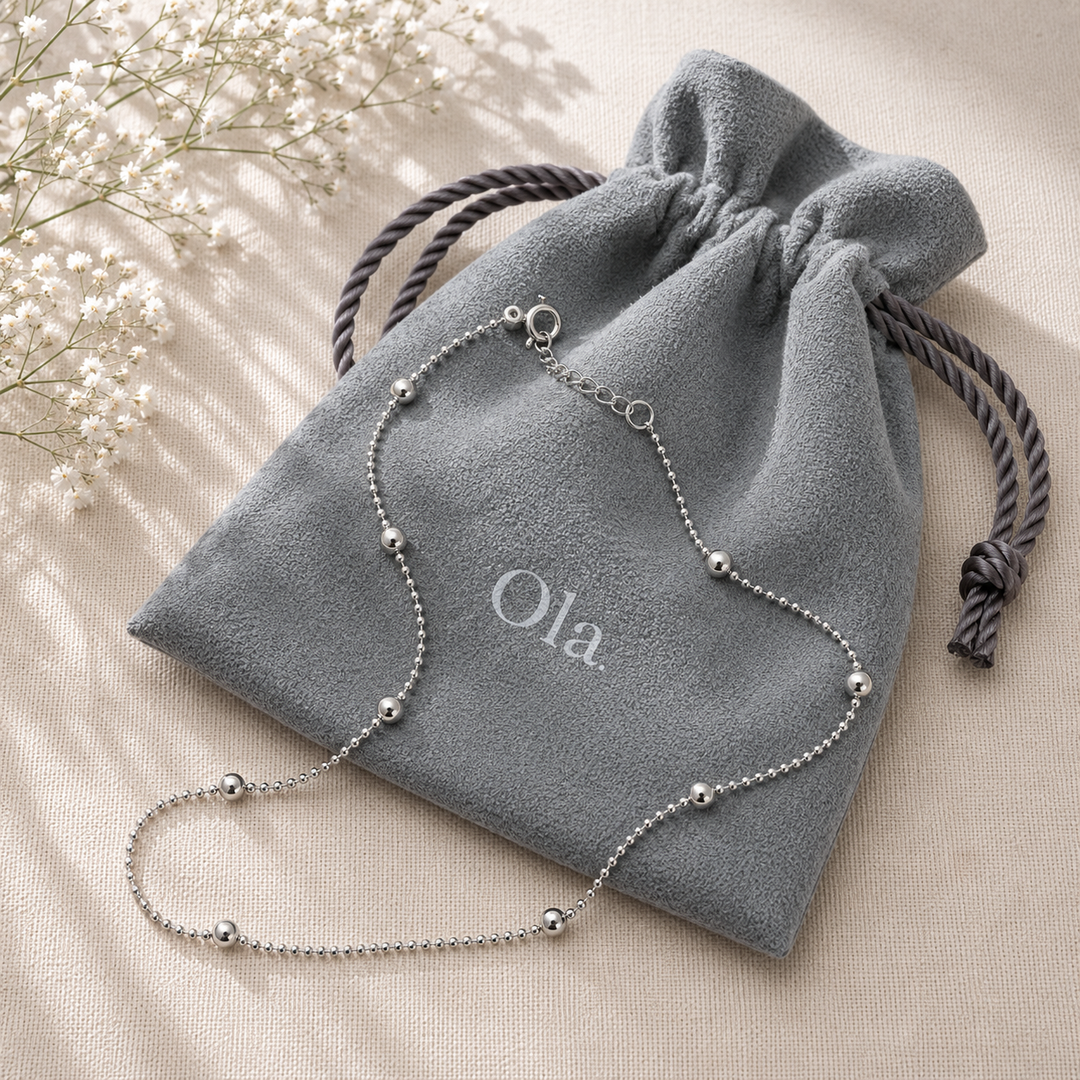 Ola Silver Ball Chain Anklet