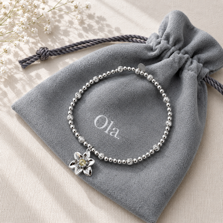 Ola Silver Daffodil Flower Bracelet