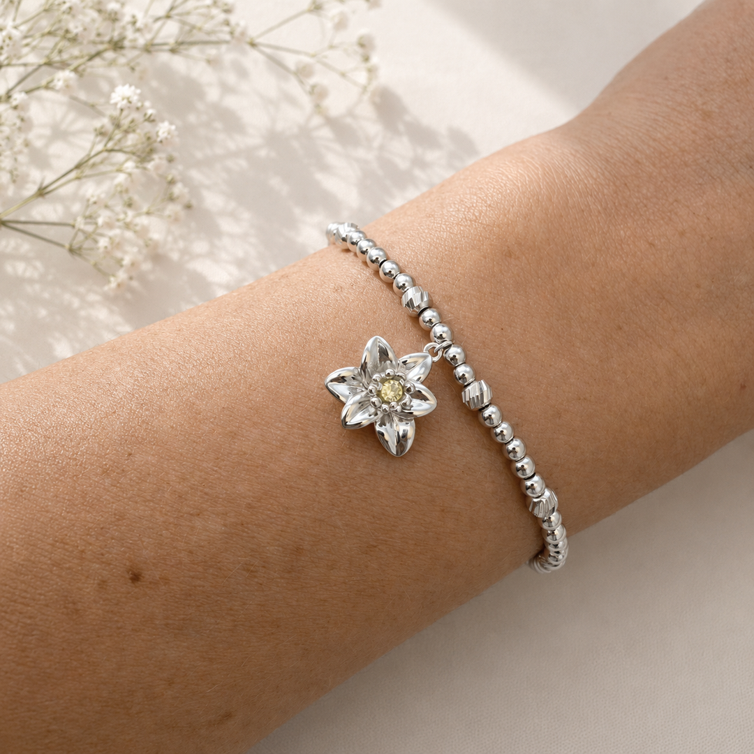 Ola Silver Daffodil Flower Bracelet