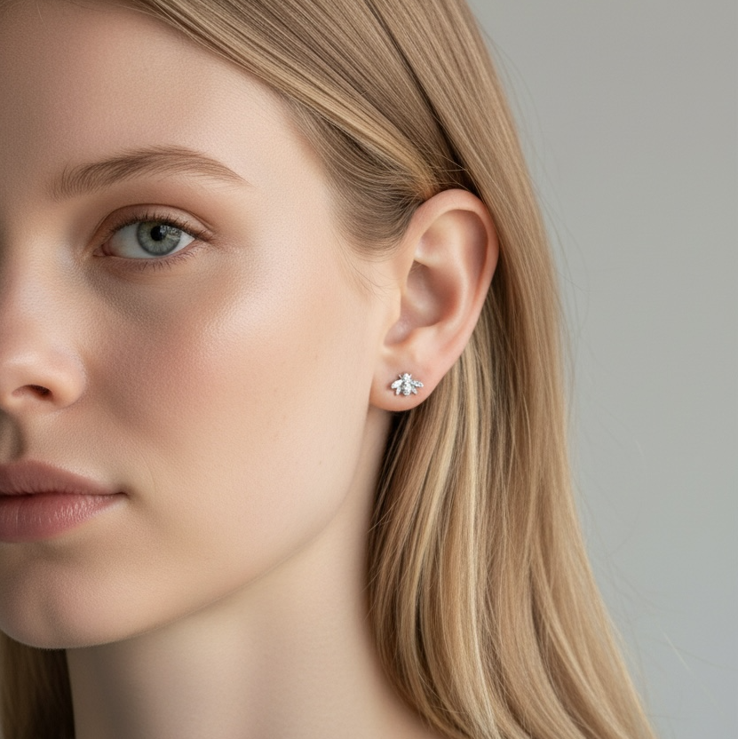Ola Silver Honey Bee Stud Earrings
