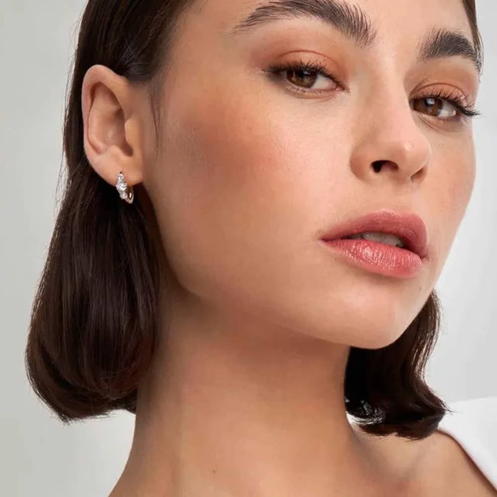 Nomination Silver and White Cubic Zirconia Color Wave Earrings