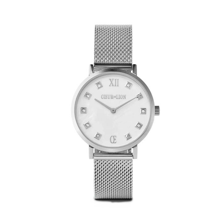 Coeur De Lion Silver Round Mother-of-Pearl Milanaise Watch