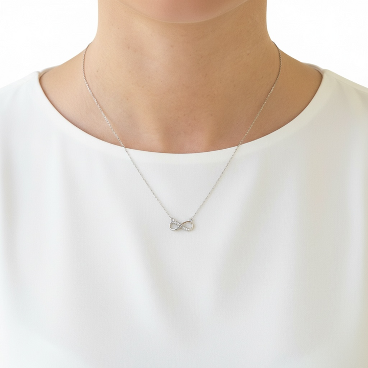 Ola Silver Sparkling Infinity Pendant Necklace