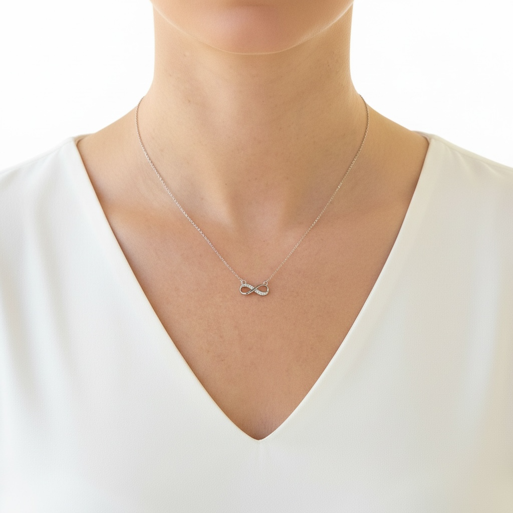 Ola Silver Sparkling Infinity Pendant Necklace