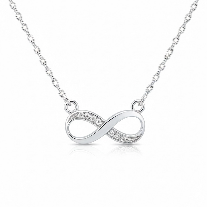 Ola Silver Sparkling Infinity Pendant Necklace