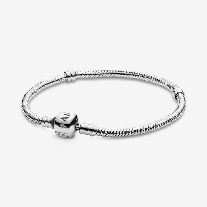 Pandora Silver Barrel Clasp Snake Chain Bracelet -21