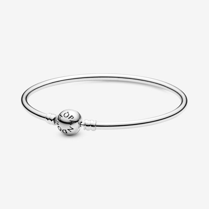 Pandora Silver Ball Clasp Smooth Bangle -19