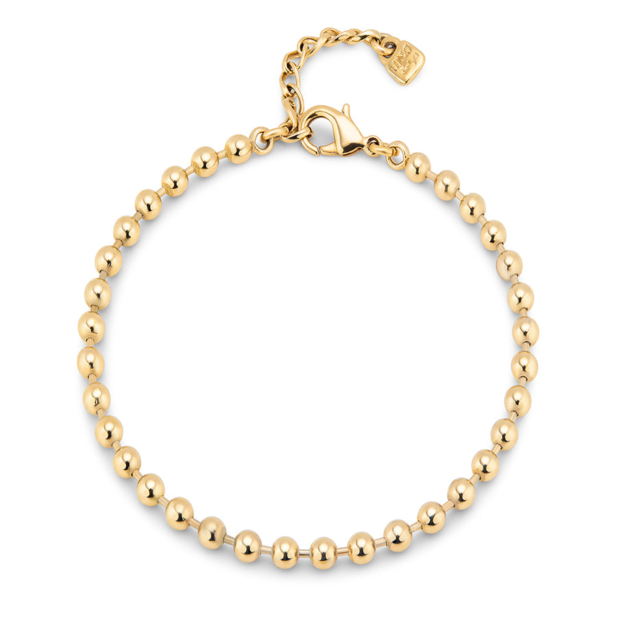 UNOde50 Gold Beaded Elastic Metal Alloy Anklet