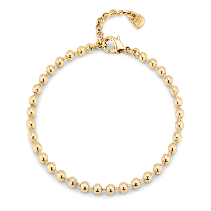 UNOde50 Gold Beaded Elastic Metal Alloy Anklet