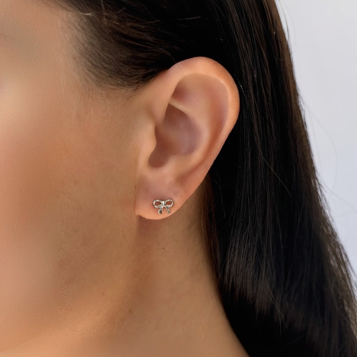 Ola Silver Dainty Bow Stud Earrings
