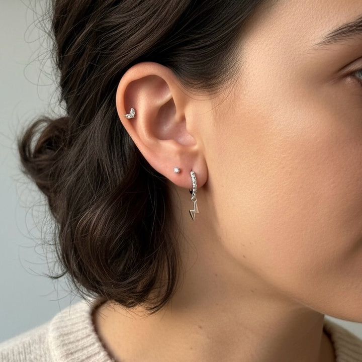 Ola Silver Lightening Bold Dangle Hoop Earrings