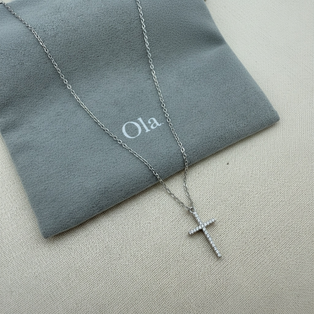 Ola Silver Sparkle Cross Necklace