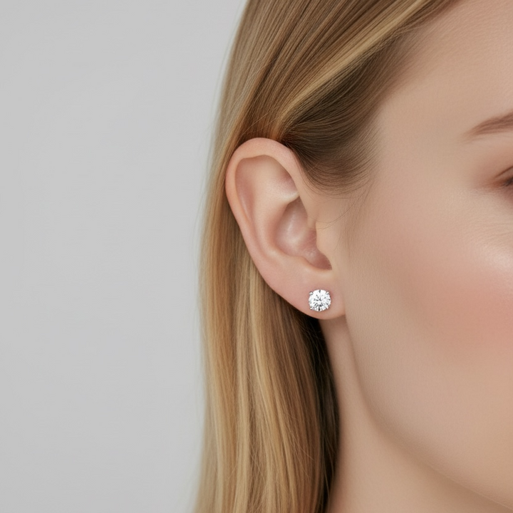Ola Silver Four Claw Zircon Stud Earrings