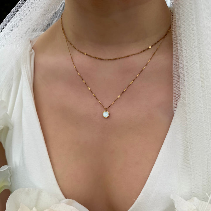 Mococo Gold Pearlescent Layered Necklace