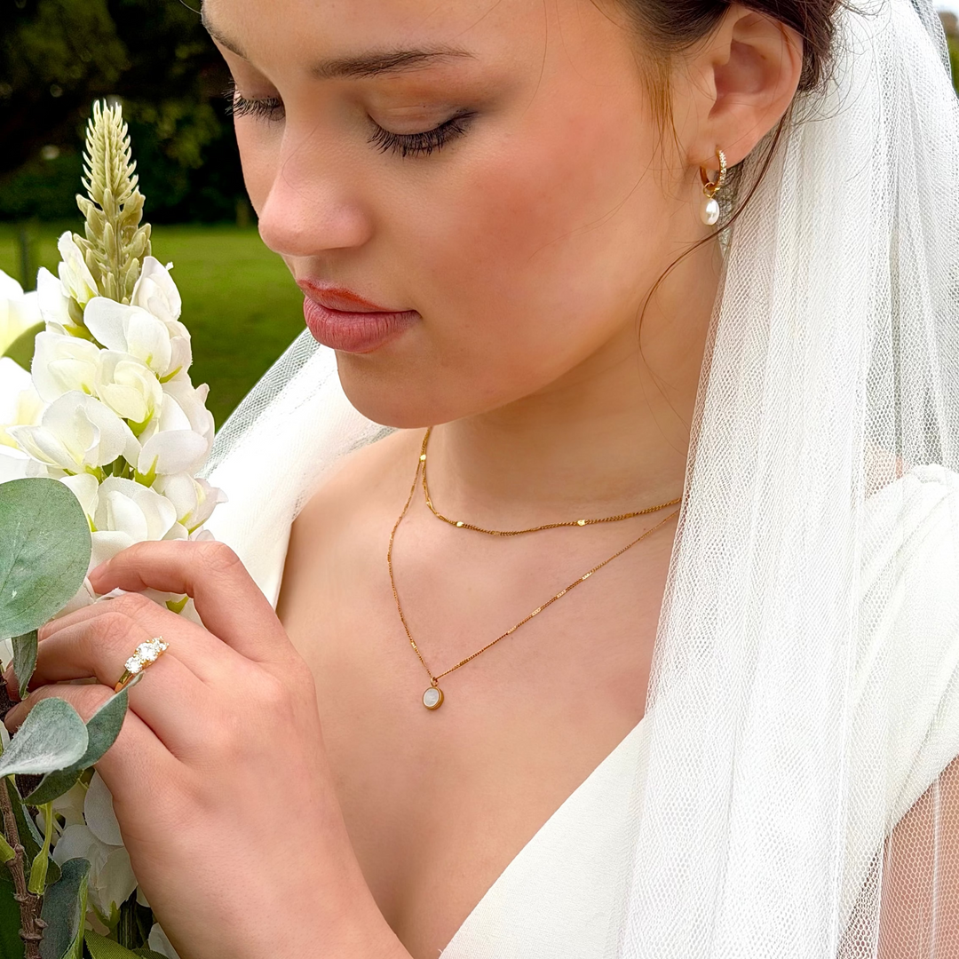 Mococo Gold Pearlescent Layered Necklace