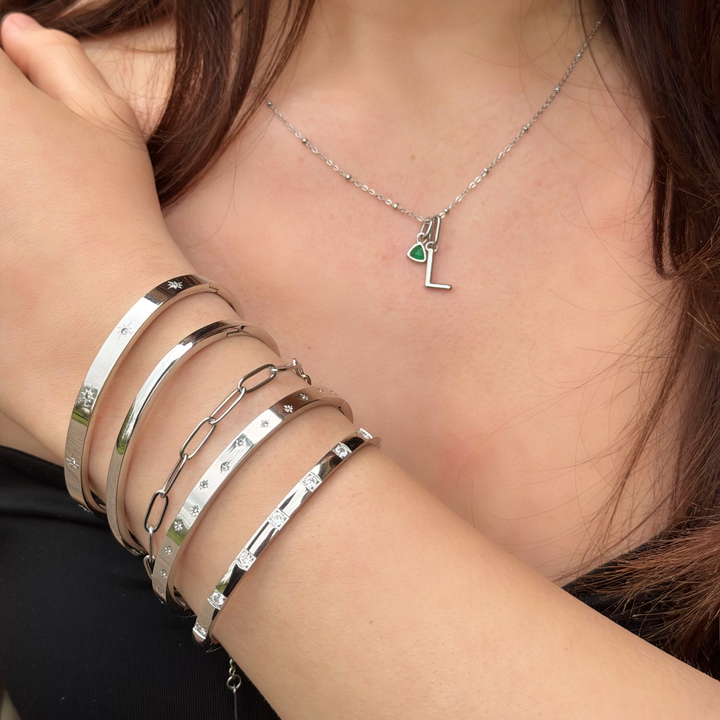 Mococo  Silver Mini Star Bangle
