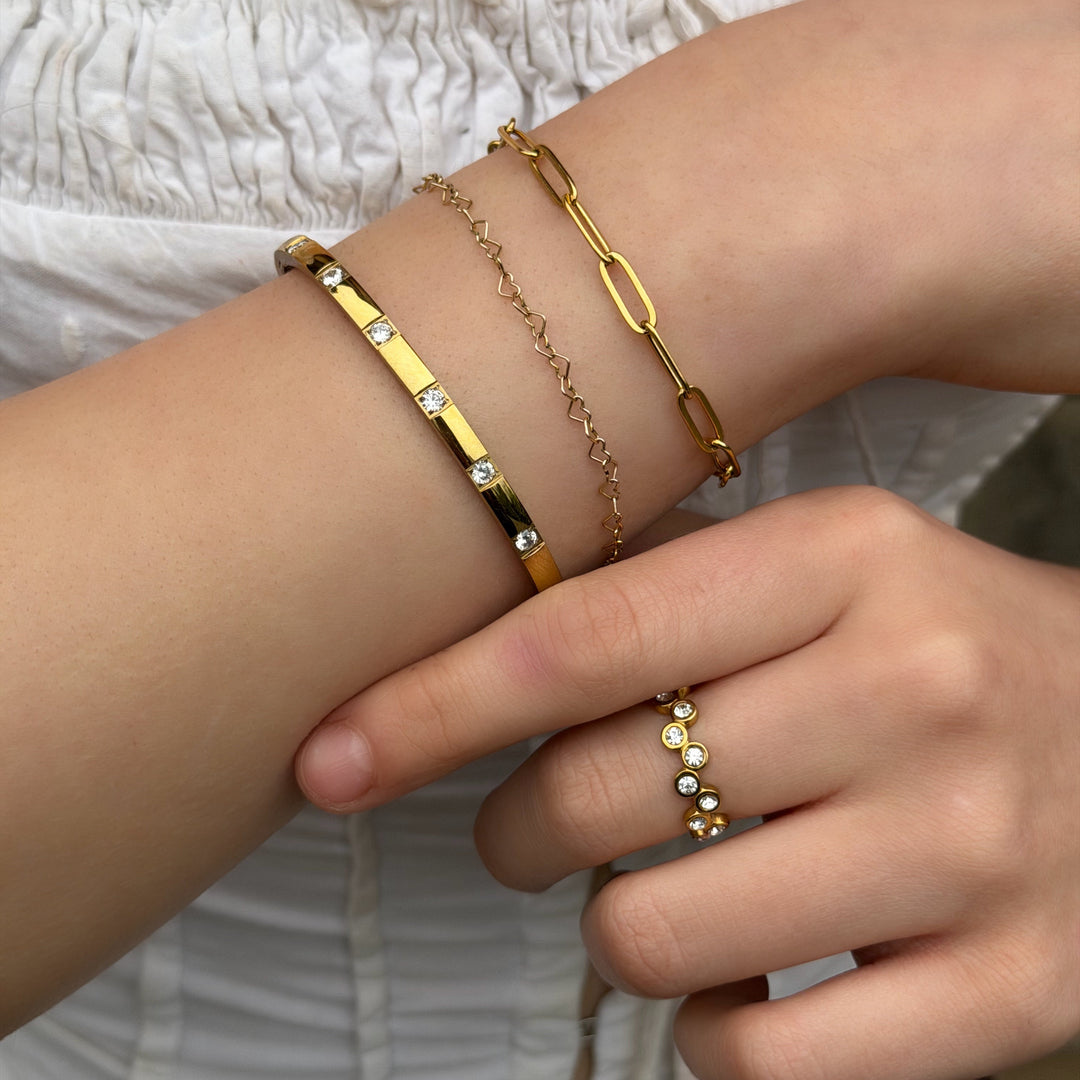 Mococo Gold CZ Stud Bangle