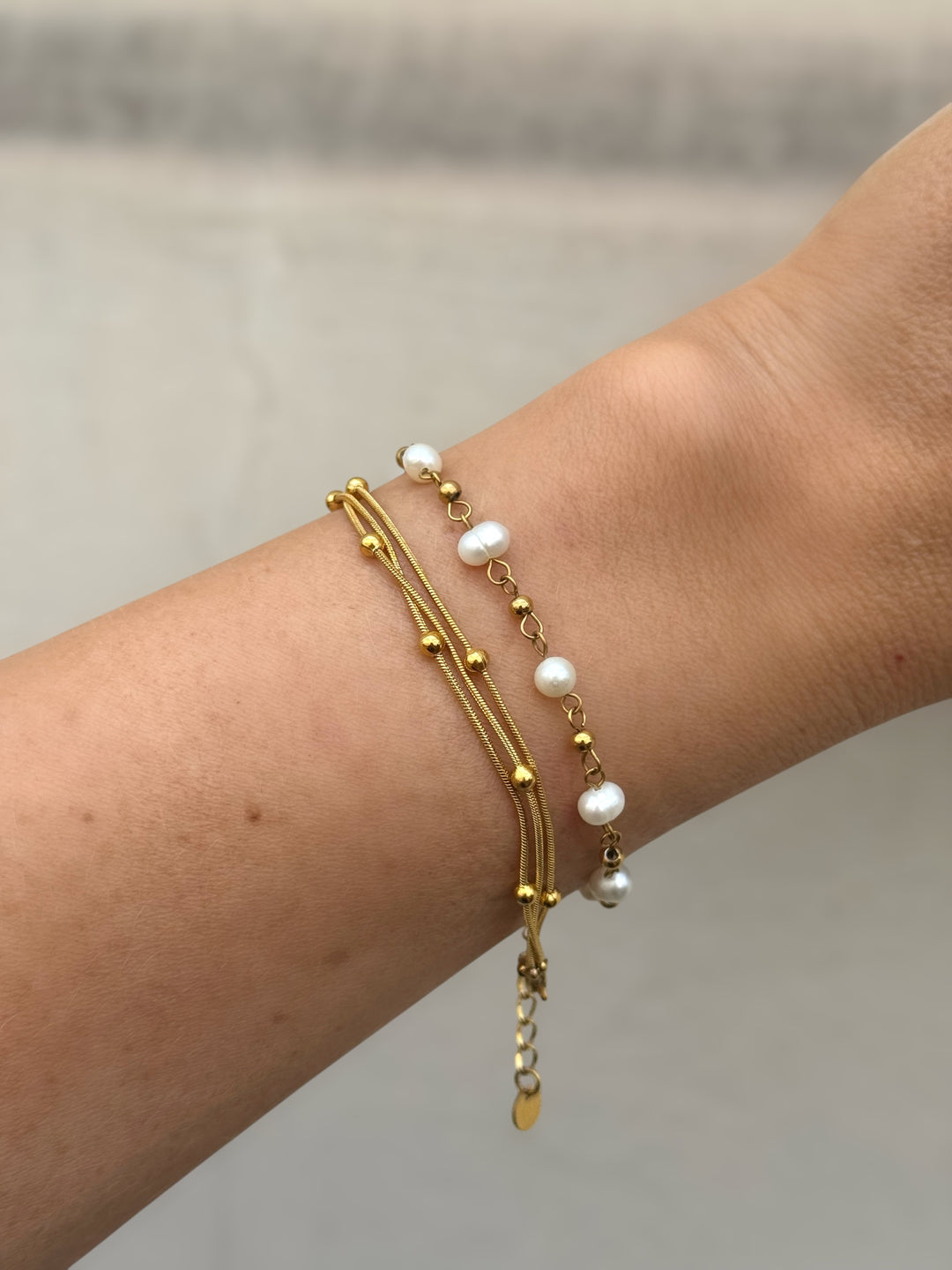Mococo Essentials Gold Pearl Chain Bracelet