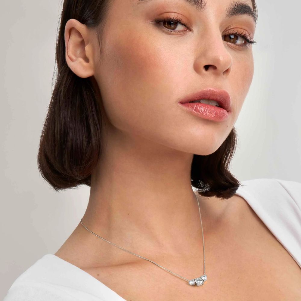 Nomination Silver and White Color Wave Cubic Zirconia Necklace