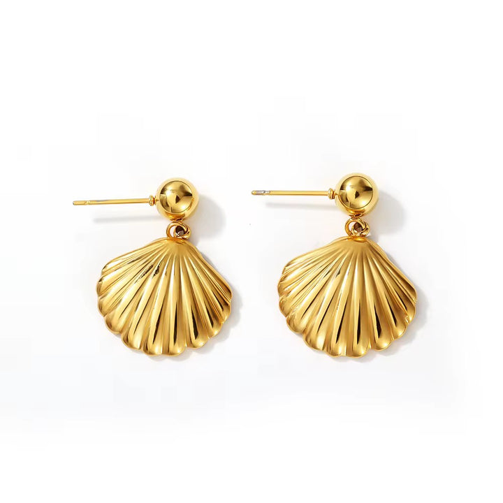 Mococo  Gold Dangle Shell Earrings