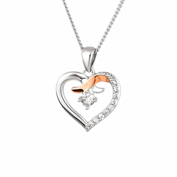 Clogau Kiss Silver Heart Pendant Necklace