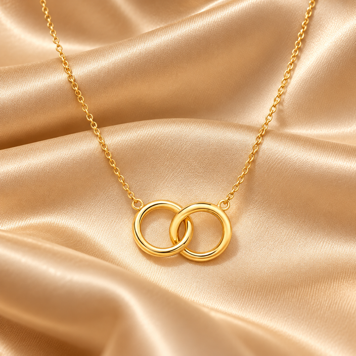 Mococo Fine 9ct Gold Interlinking Rings Necklace