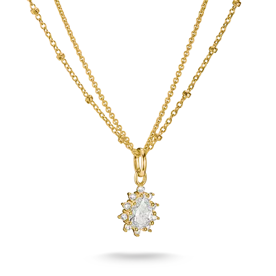 Thomas Sabo Gold Double Chain with White Zirconia in Teardrop Shape - MococoThomas SaboKE2294-M01-14-L45VNecklaces