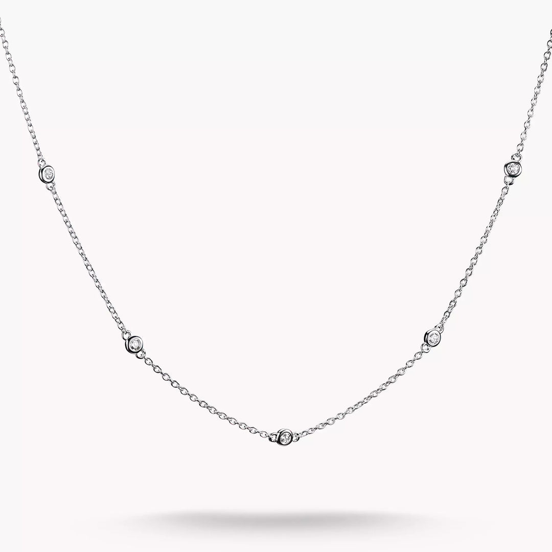 THOMAS SABO Elyndra Station Necklace Recycled Silver White Zirconia