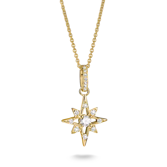Thomas Sabo Gold Star Necklace with White Zirconia - MococoThomas SaboKE2394-M01-14-L50Necklaces