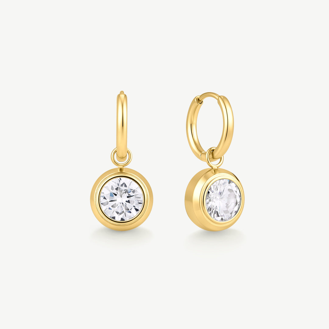 D.Louise Gold Bold Solitaire Hoop Earrings - Mococo