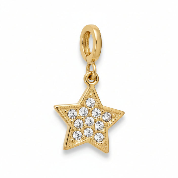 Mococo Gold Crystal Shining Star Clip-On Charm