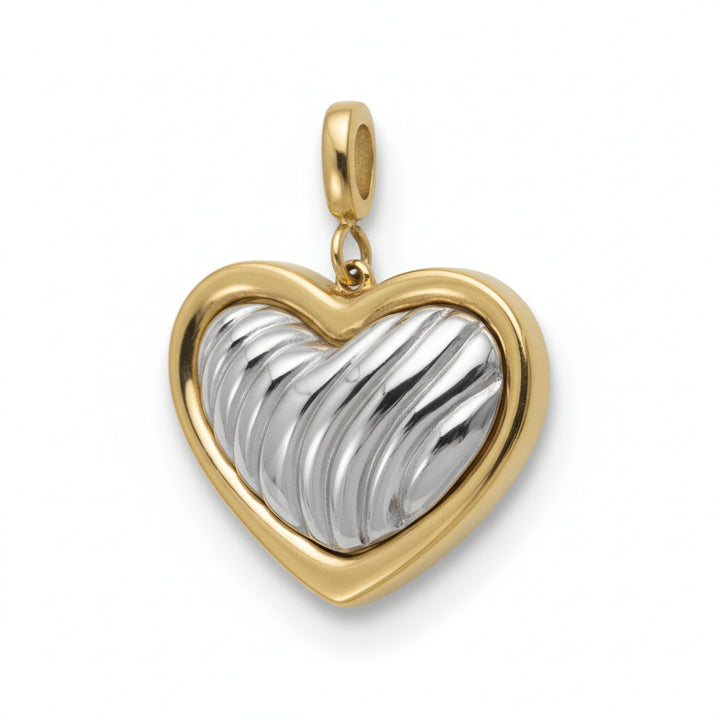 Mococo Mixed Metal Beating Heart Clip-On Charm