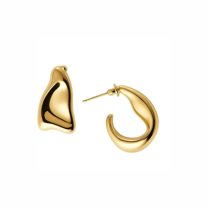 Mococo Essentials Gold Abstract Wave Earrings