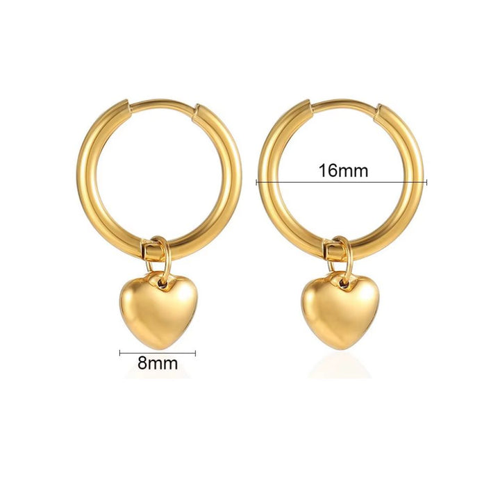 Mococo Essentials Gold Heart Charm Hoop Earrings