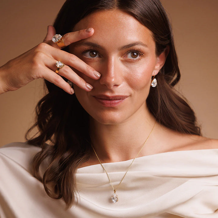 Caroline Svedbom Gold Mini Drop Crystal Necklace