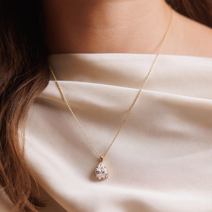 Caroline Svedbom Gold Mini Drop Crystal Necklace