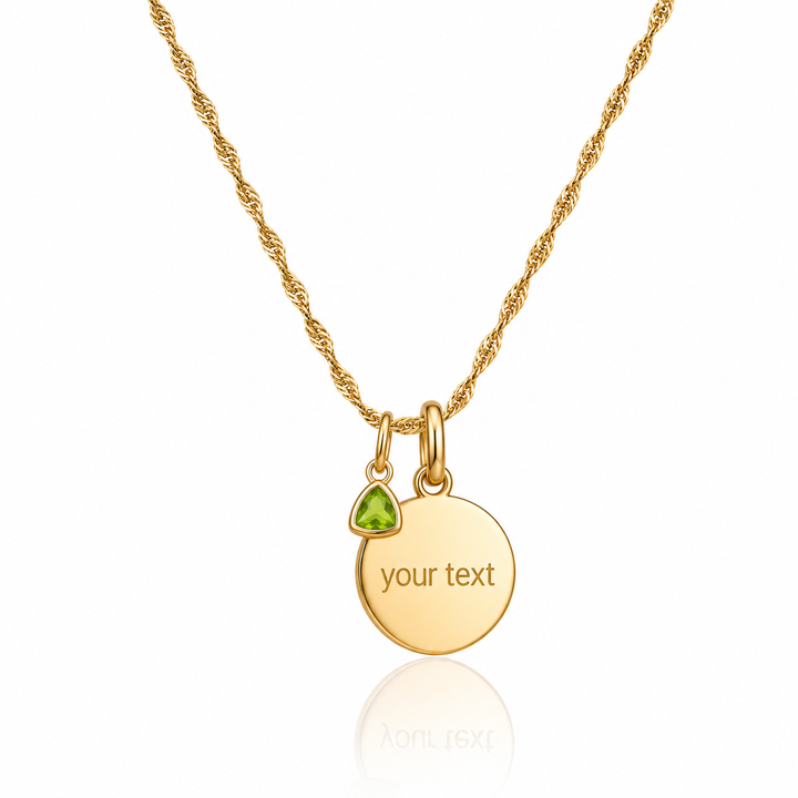 Mococo Gold Personalised Birthstone &amp; Circle Necklace