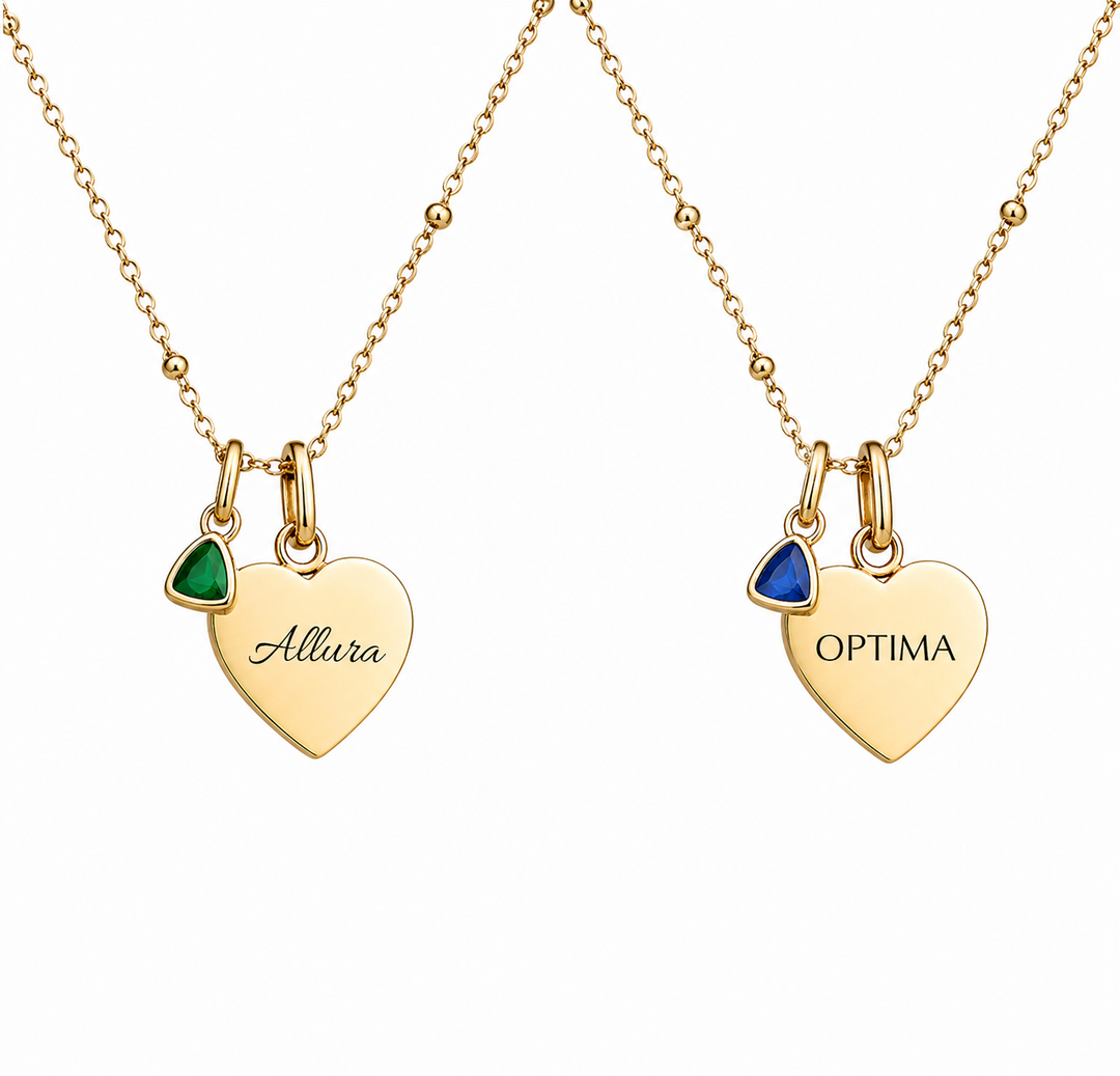 Mococo Silver Personalised Birthstone &amp; Circle Charm Necklace