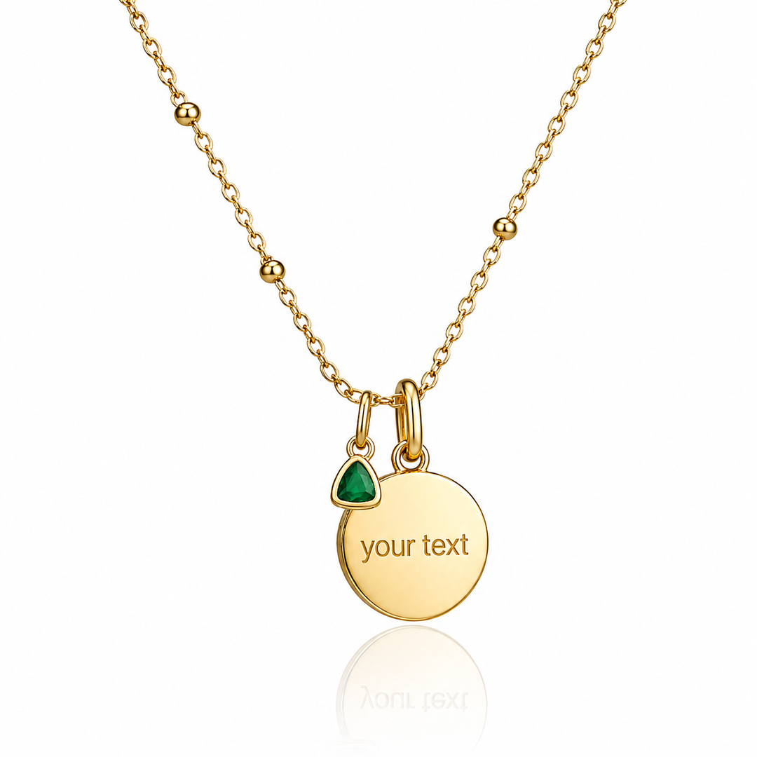 Mococo Gold Personalised Birthstone &amp; Heart Charm Necklace