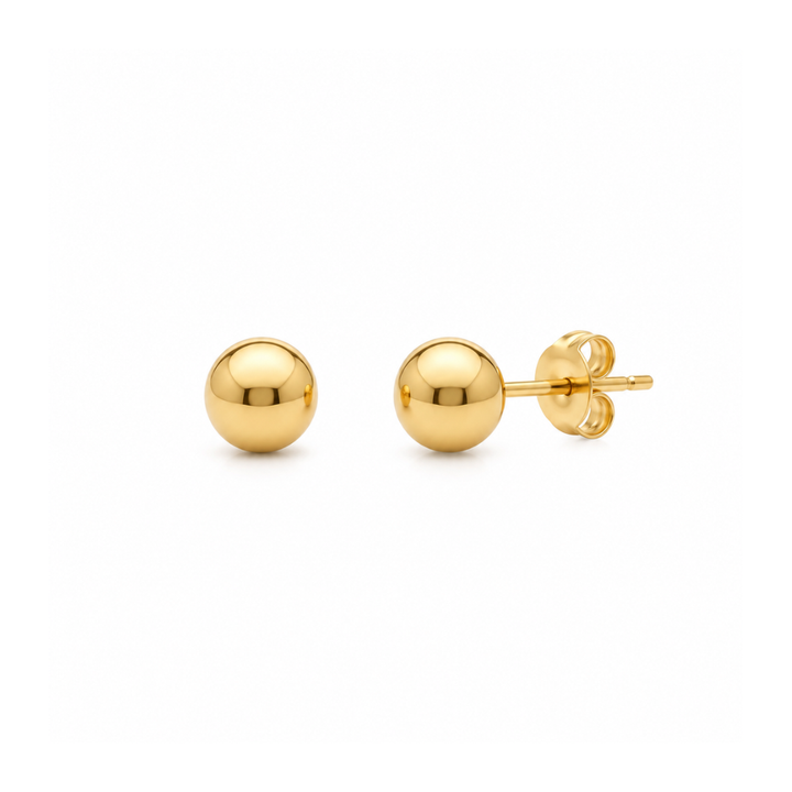 Mococo Fine 9ct Solid Gold Polished Ball Stud Earrings