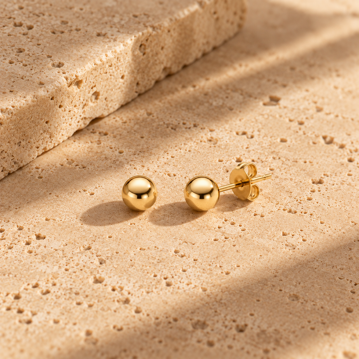 Mococo Fine 9ct Solid Gold Polished Ball Stud Earrings