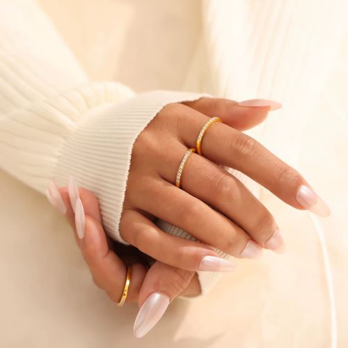Mococo Gold Sparkle CZ Stacking Ring