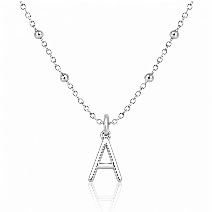 Mococo Silver Initial Necklace