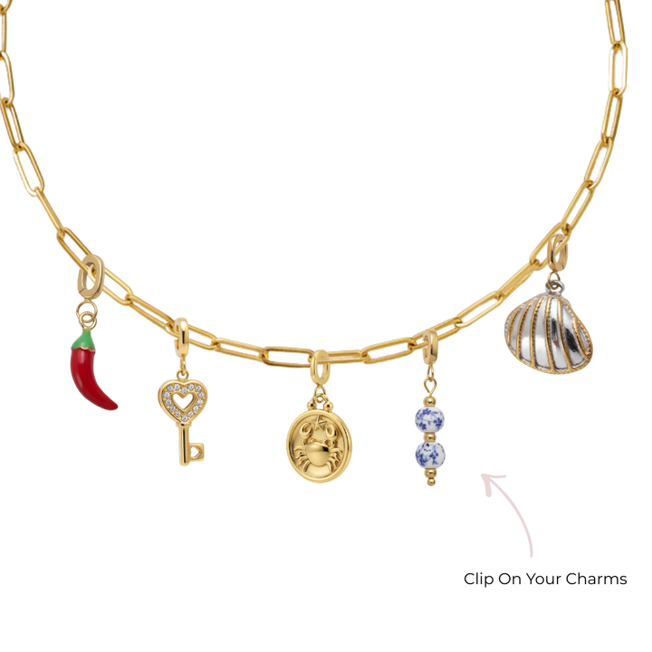Mococo Gold Charm Paperclip Chain Necklace