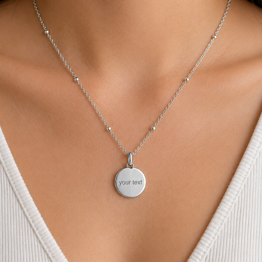 Mococo Silver Personalised Circle Charm Necklace