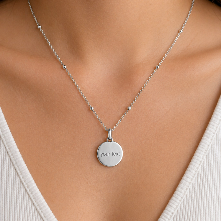 Mococo Silver Personalised Circle Charm Necklace