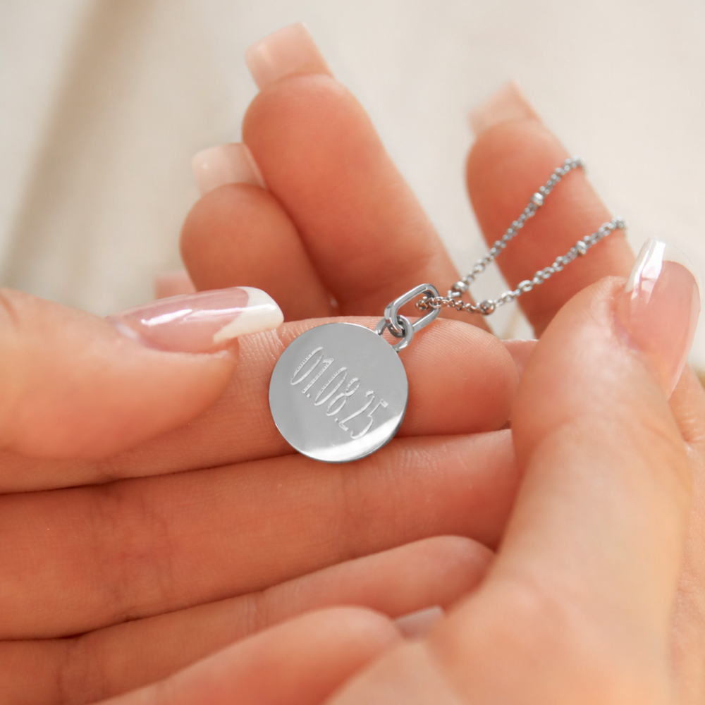 Mococo Silver Personalised Heart Charm Necklace
