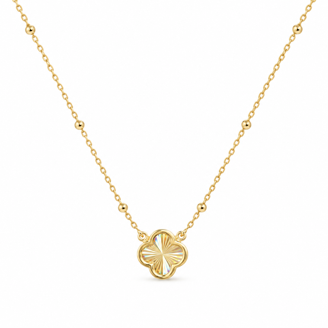 Mococo Fine 9ct Yellow Gold Petal Necklace
