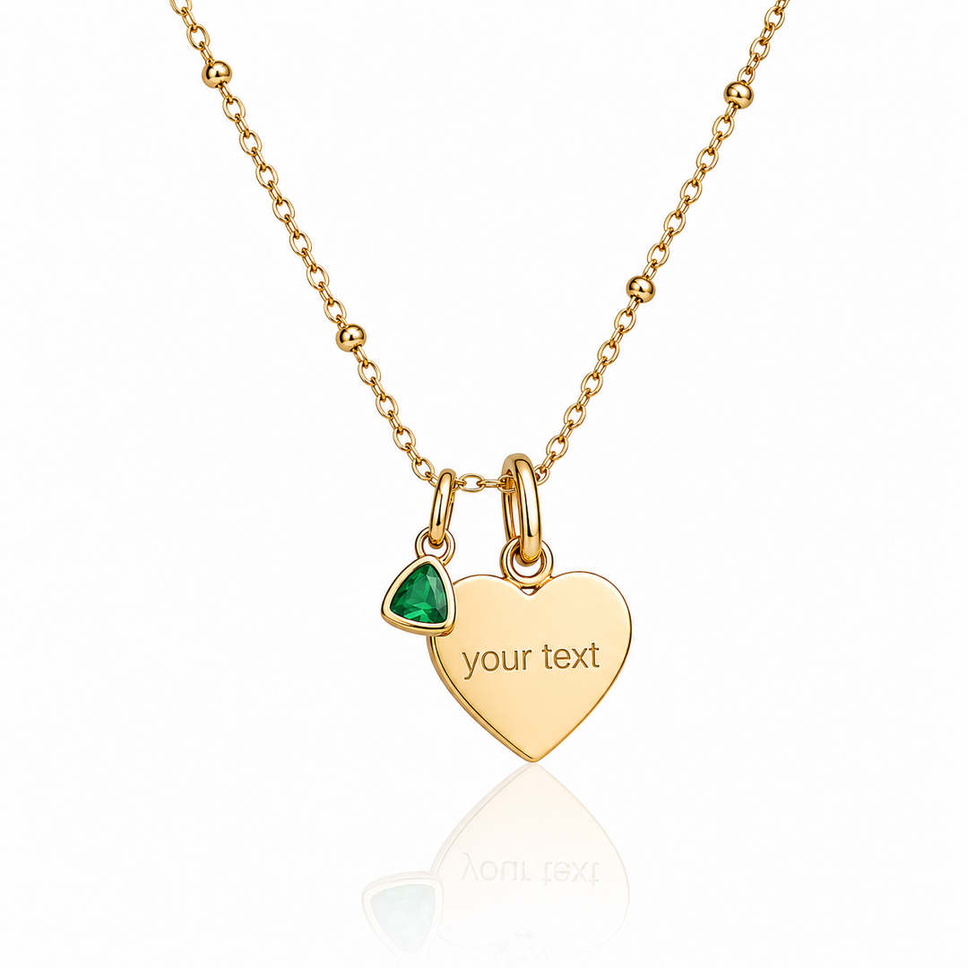 Mococo Silver Personalised Birthstone &amp; Circle Charm Necklace