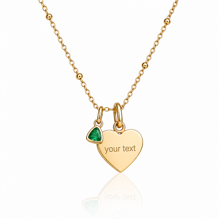 Mococo Silver Personalised Birthstone &amp; Circle Charm Necklace